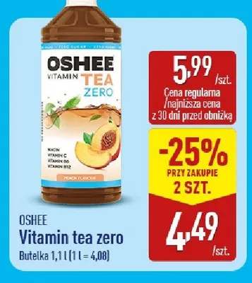 Napój herbaciany Oshee Vitamin tea zero promocja w Aldi