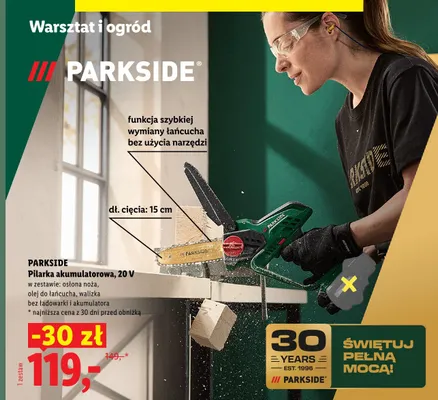 Pilarka akumulatorowa Parkside 20V promocja w Lidl