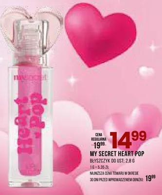 MY SECRET HEART POP błyszczyk do ust 2.8 g promocja w Drogerie Natura