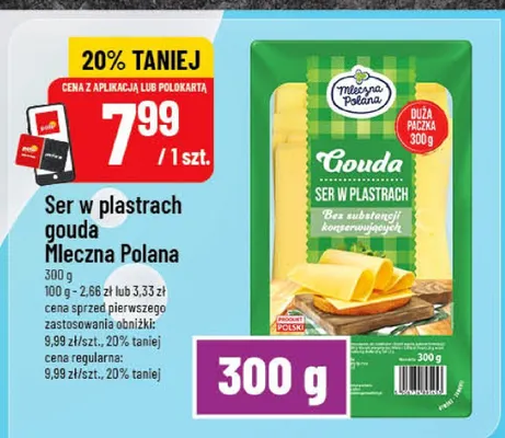 Ser w plastrach gouda Mleczna Polana promocja w POLOmarket