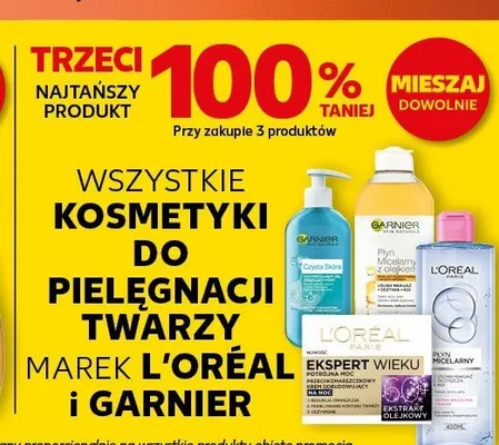 Kosmetyki do pielęgnacji twarzy marek L'ORÉAL i GARNIER promocja w Kaufland
