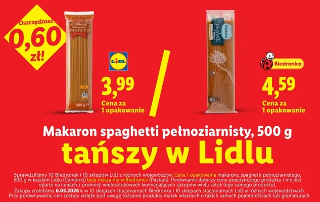 Makaron spaghetti pełnoziarnisty Combino promocja w Lidl