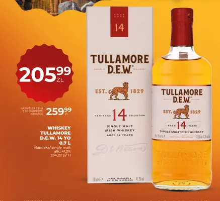 Whiskey Tullamore D.E.W. 14 YO promocja w Duży Ben