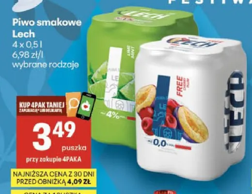 Piwo smakowe Lech promocja w Delikatesy Centrum
