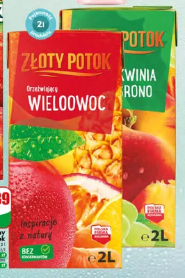 Napój niegazowany Złoty Potok Wieloowoc promocja w Dino
