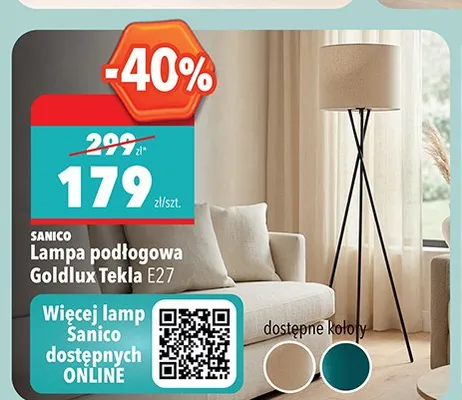 Lampa podłogowa SANICO Goldlux Tekla E27 promocja w Biedronka
