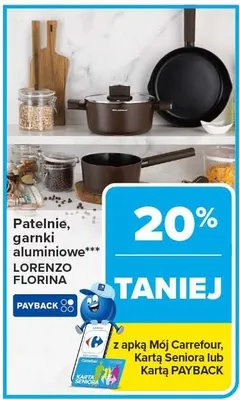 Patelnie, garnki aluminiowe LORENZO promocja w Carrefour