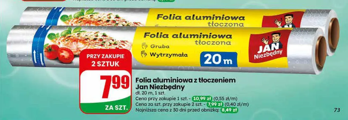 Folia aluminiowa z tłoczeniem Jan Niezbędny promocja w Dino