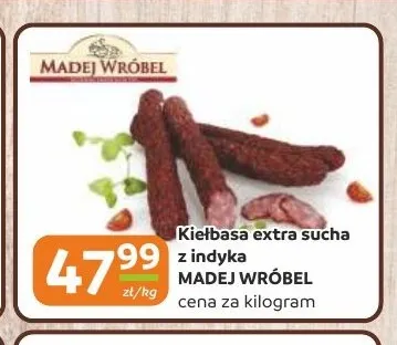 Kiełbasa extra sucha z indyka Madej Wróbel promocja w Gama