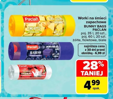 Worki na śmieci zapachowe Paclan Bunny Bags Strawberry 35 l promocja w Carrefour