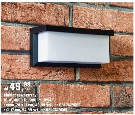 Kinkiet zewnętrzny 10W 4000K 1000lm IP54 promocja w OBI