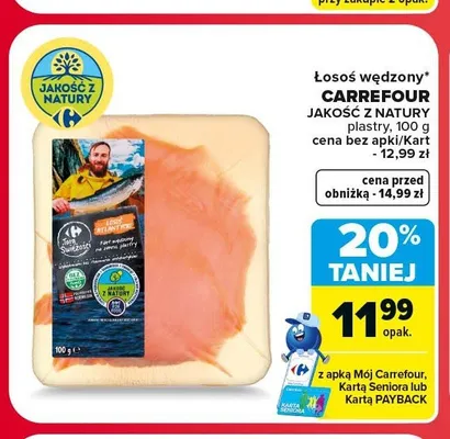 Łosoś wędzony Carrefour Jakość z Natury plastry promocja w Carrefour
