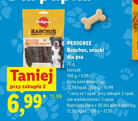 Snacki dla psa Pedigree Ranchos kurczak promocja w Lidl