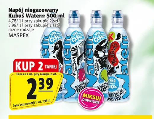 Napój niegazowany Kubuś Waterrr promocja w Prim Market