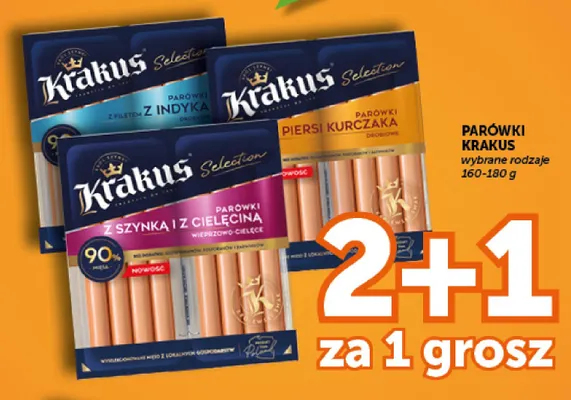 Parówki Krakus Selection z szynką i z cielęciną promocja w ABC