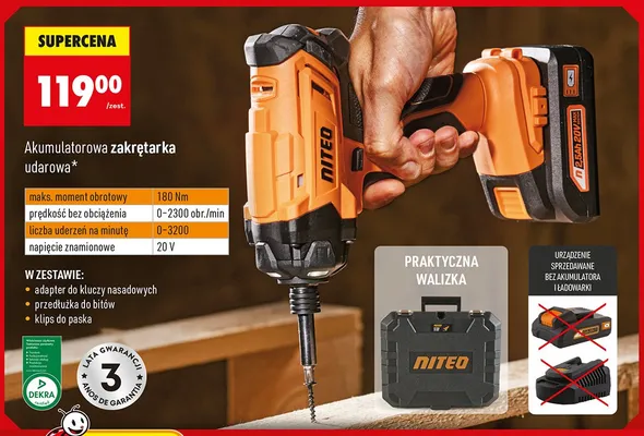 Zakrętarka akumulatorowa udarowa promocja w Biedronka