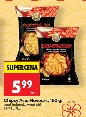 Chipsy mega karbowane Asia Flavours sweet chilli promocja w Biedronka