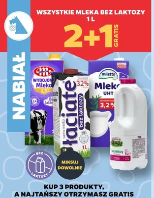 Mleko bez laktozy 2,0% Piątnica promocja w Netto