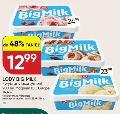 Lody Big Milk smak śmietankowo truskawkowy promocja w Chata Polska