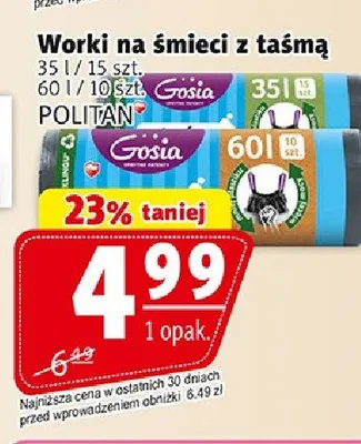 Worki na śmieci z taśmą Gosia promocja w Prim Market