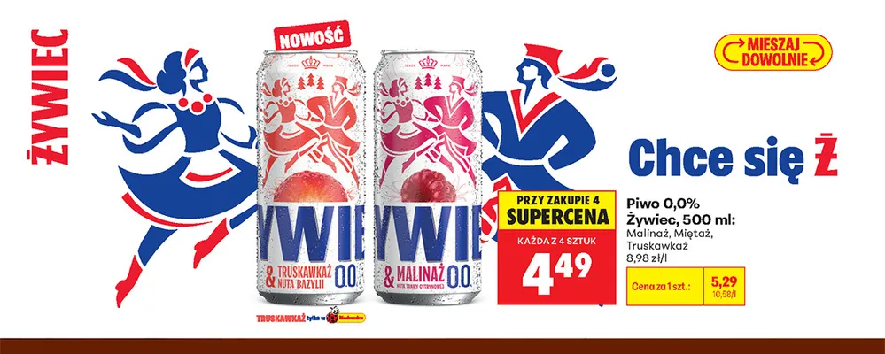 Piwo bezalkoholowe Żywiec Malinaż promocja w Biedronka