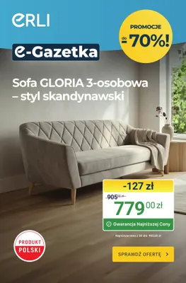 Sofa GLORIA 3-osobowa styl skandynawski promocja w ERLI