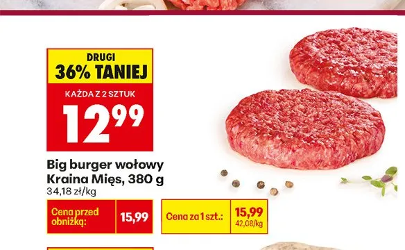 Big burger wołowy Kraina Mięs promocja w Biedronka