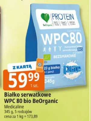 Białko serwatkowe WPC 80 bio BeOrganic bezsmakowe promocja w Leclerc