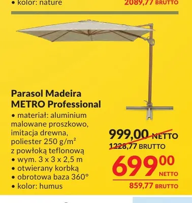 Parasol Madeira Metro Professional promocja w Makro