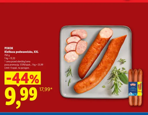 Kiełbasa podwawelska XXL Pikok promocja w Lidl