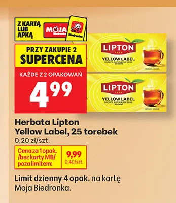 Herbata Lipton Yellow Label promocja w Biedronka