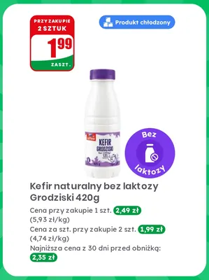 Kefir naturalny bez laktozy Grodziski promocja w Dino