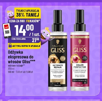 Odżywka ekspresowa do włosów Gliss Color Perfector promocja w POLOmarket