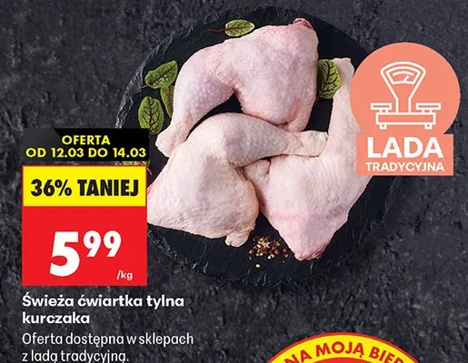 Świeża ćwiartka tylna kurczaka promocja w Biedronka