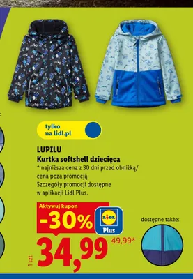 Kurtka softshell dziecięca Lupilu promocja w Lidl