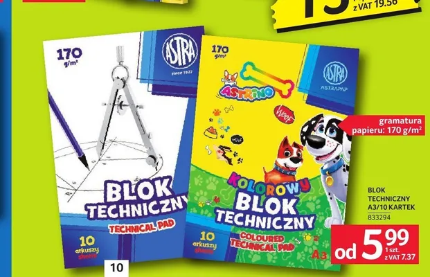 Blok techniczny Astra A3 10 kartek promocja w Selgros