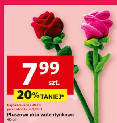 Pluszowa róża walentynkowa 40 cm promocja w Auchan