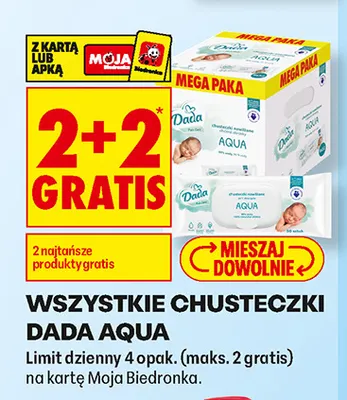 Chusteczki nawilżane Dada Aqua promocja w Biedronka