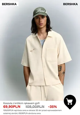 Koszula z krótkim rękawem gofr Bershka promocja w Bershka
