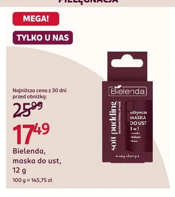 Maska do ust Bielenda soft pudding very cherry promocja w Rossmann