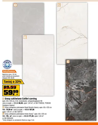 Gresy szkliwione polerowane Aristo Ebony wym. 60x120cm promocja w OBI