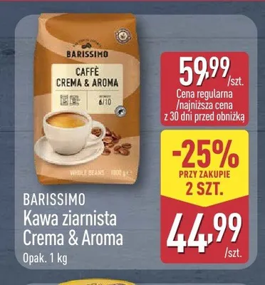 Kawa ziarnista BARISSIMO Crema & Aroma promocja w Aldi