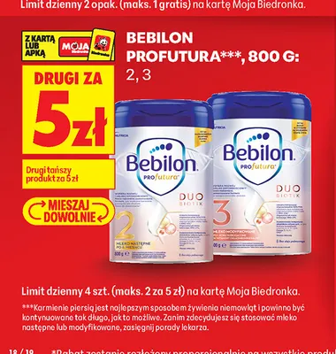 Mleko modyfikowane Bebilon Profutura 2 promocja w Biedronka