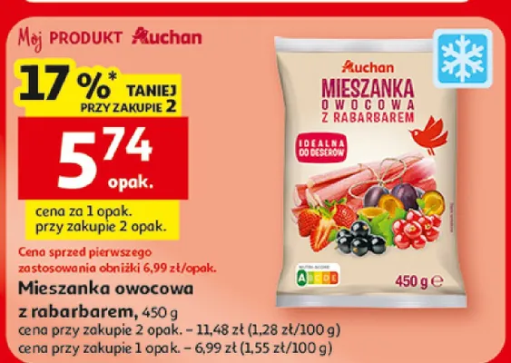 Mieszanka owocowa z rabarbarem promocja w Auchan