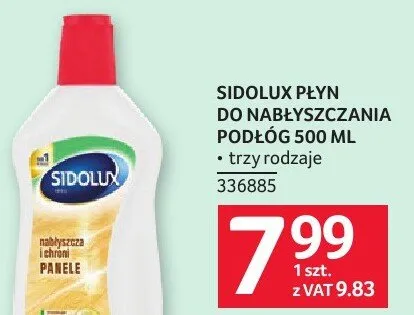 Płyn do nabłyszczania SIDOLUX PŁYN DO NABŁYSZCZANIA PODŁÓG 500 ML promocja w Selgros