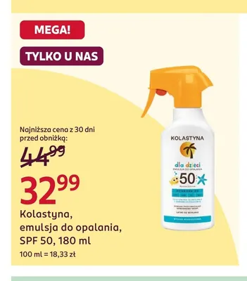 Emulsja do opalania dla dzieci Kolastyna SPF 50 promocja w Rossmann