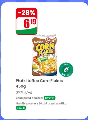 Płatki Corn Flakes toffee promocja w Dino