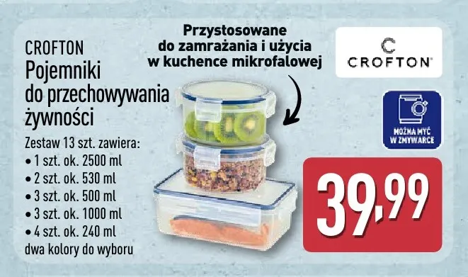 Pojemniki do przechowywania żywności Crofton promocja w Aldi