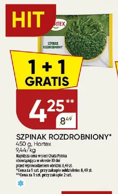 Szpinak rozdrobniony Hortex promocja w Chata Polska