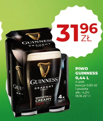 Piwo Guinness Draught 4-pak 440 ml promocja w Duży Ben